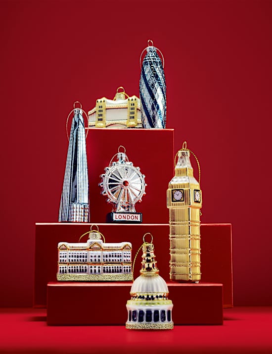 3pk Glass London Icon Hanging Decorations