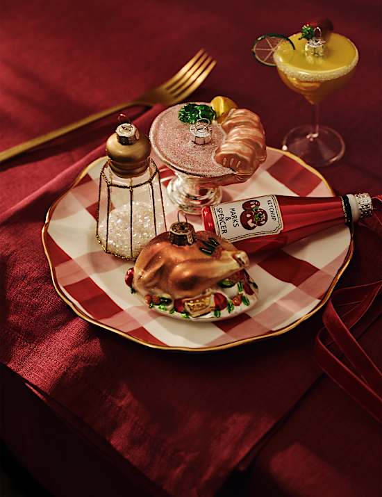 Γυάλινο κρεμαστό στολίδι ψητή γαλοπούλα