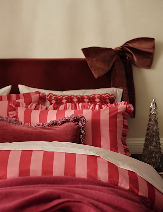 Pure Cotton Velvet Fringe Bolster Cushion