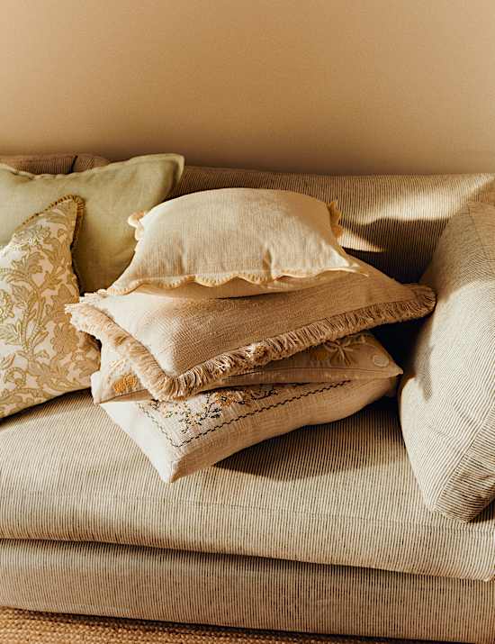 Pure Cotton Floral Stitch Box Cushion