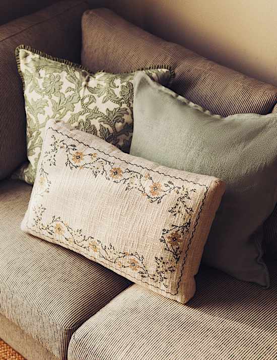 Pure Cotton Floral Stitch Box Cushion