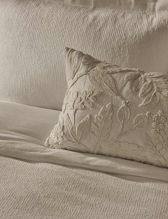 Pure Cotton Floral Embroidered Cushion