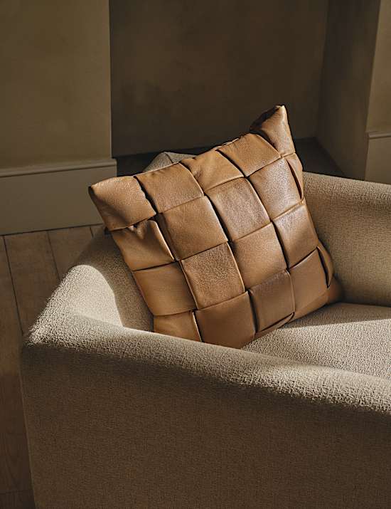 Leather Basket Weave Cushion