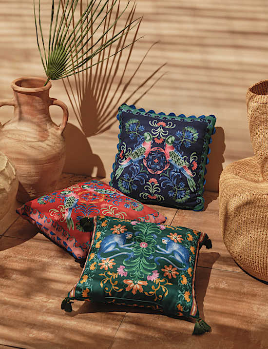 סט 2 כריות לגינה עם הדפס ציפורים