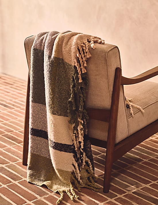 Faux Mohair Checked Throw