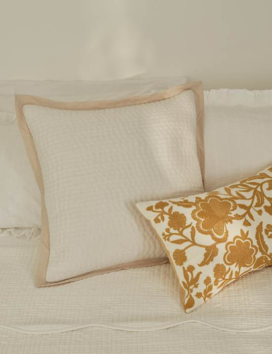 Linen Border Large Quilted Cushion