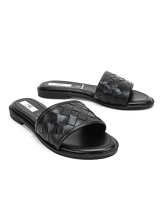 Pure Leather Basket Weave Sandals