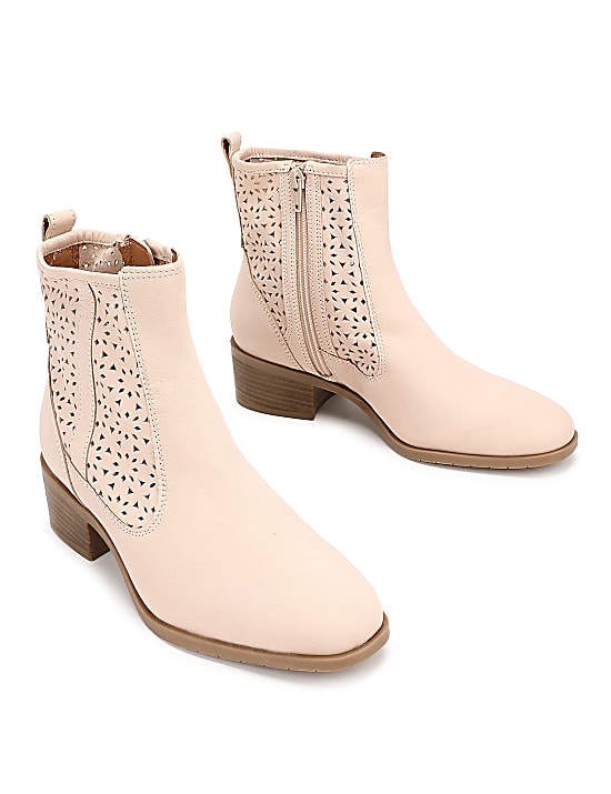 Pure Leather Laser Cut High Boots