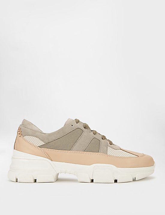 Pure Leather Plain Lace Up Sneakers