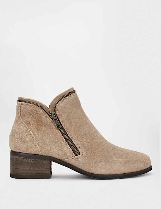 Leather Zipper Ankle Boots