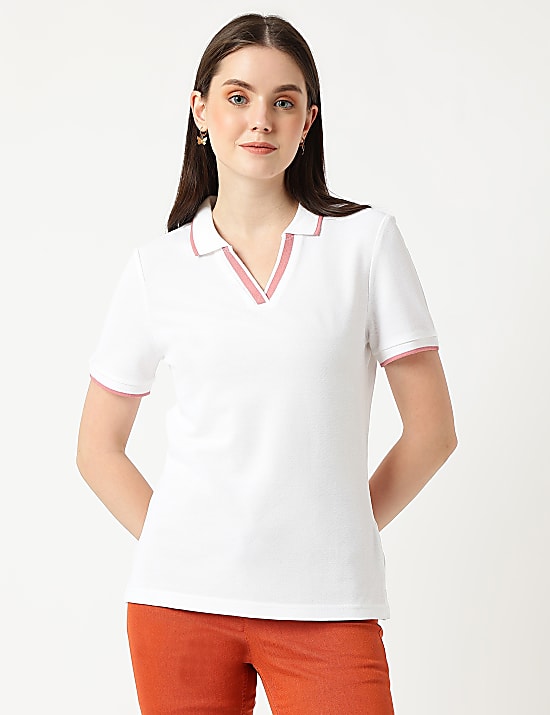 Pure Cotton Polo Neck T-Shirt