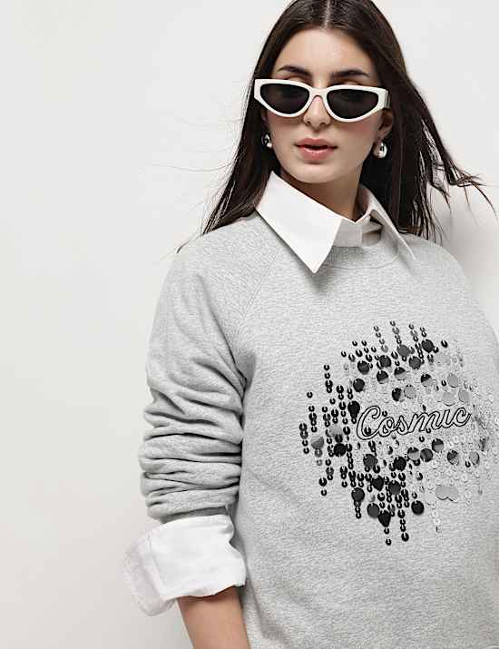 Pure Cotton Embellished Sweatshirt