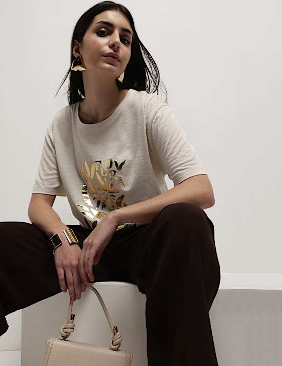 Cotton Modal Tropical Print T-Shirt