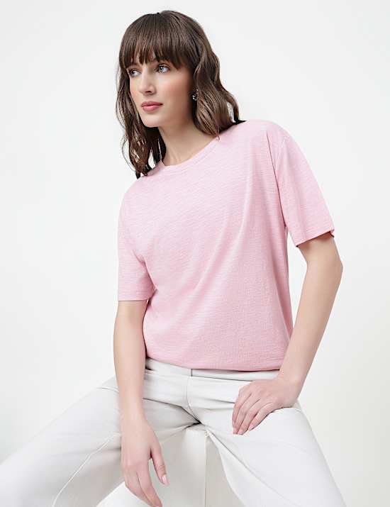Cotton Rich Plain Crew Neck T-Shirt