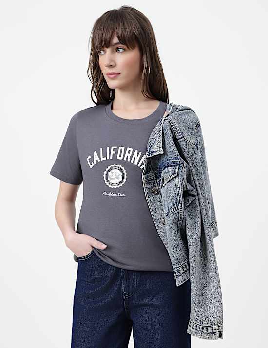 Pure Cotton Typography Crew Neck T-Shirt