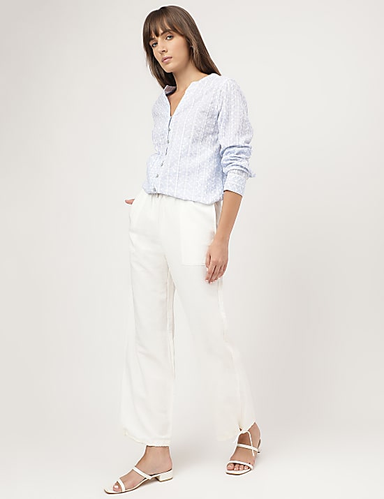 Pure Cotton Printed Mandarin Collar Shirt