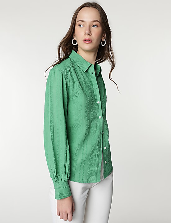 Pure Cotton Striped Spread Collar Shirt