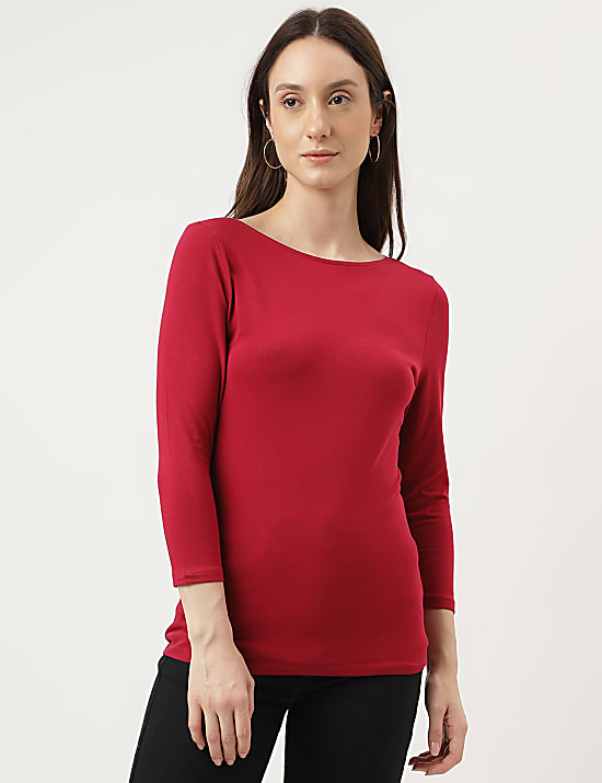 Fitted Slash Neck Tee