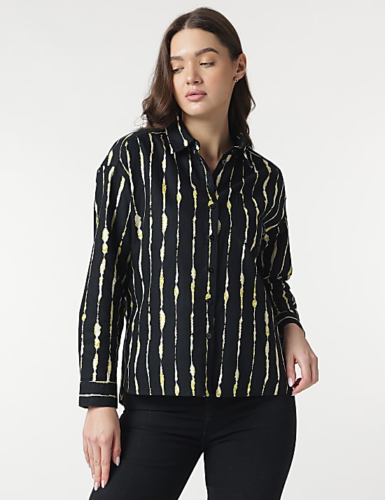 Pure Cotton Printed Spread Collar Shirt
