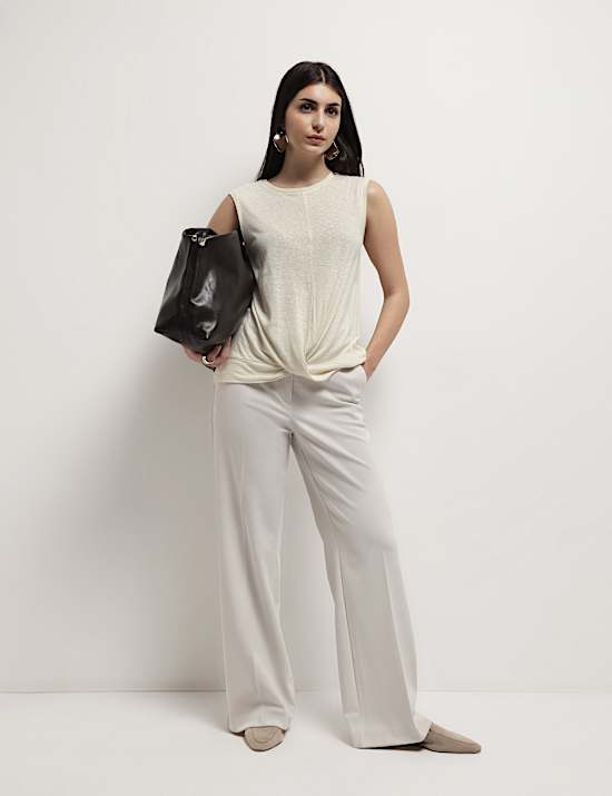 Linen Rich Draped Vest Top