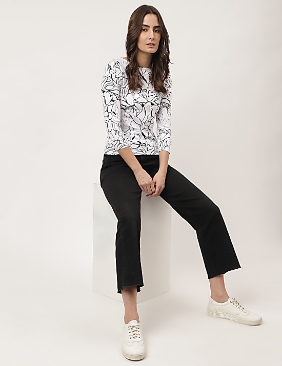Viscose Mix Printed Boat Neck T-Shirts