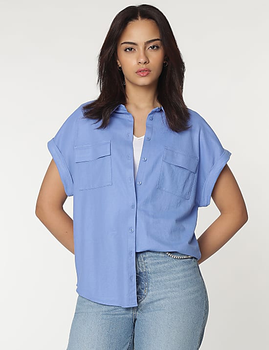 Viscose Mix Spread Collar Shirt
