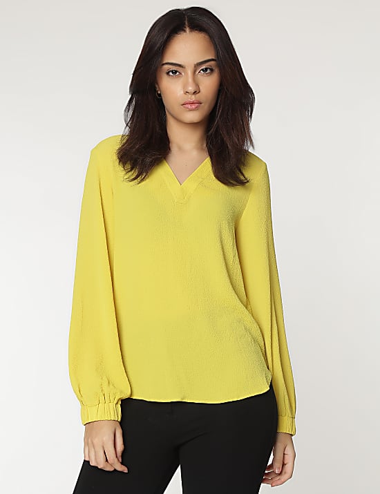 V-Neck Textured Blouse