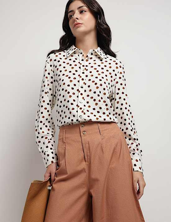 Polka Dots Collared Shirt