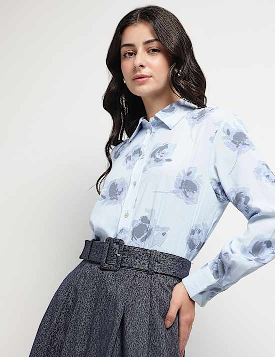 Floral Printed Collared Shirt