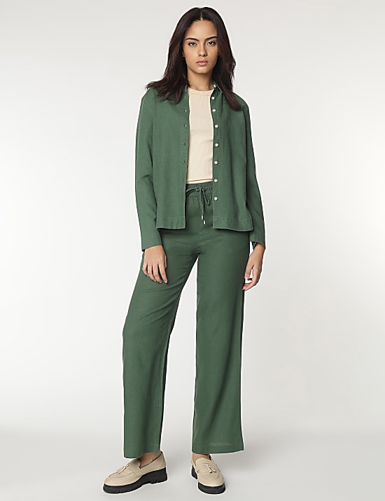 Linen Rich Spread Collar Shirt