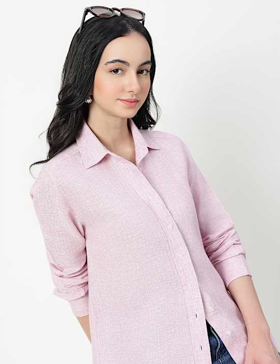 Pure Linen Spread Collar Shirt