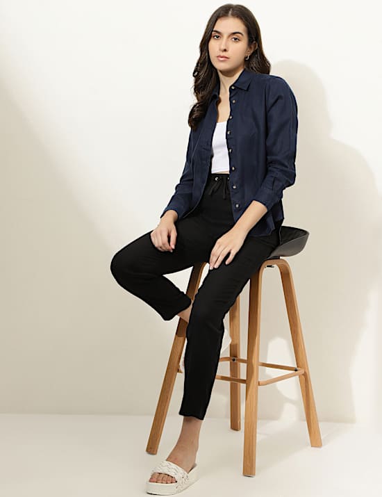 Pure Linen Spread Collar Shirt