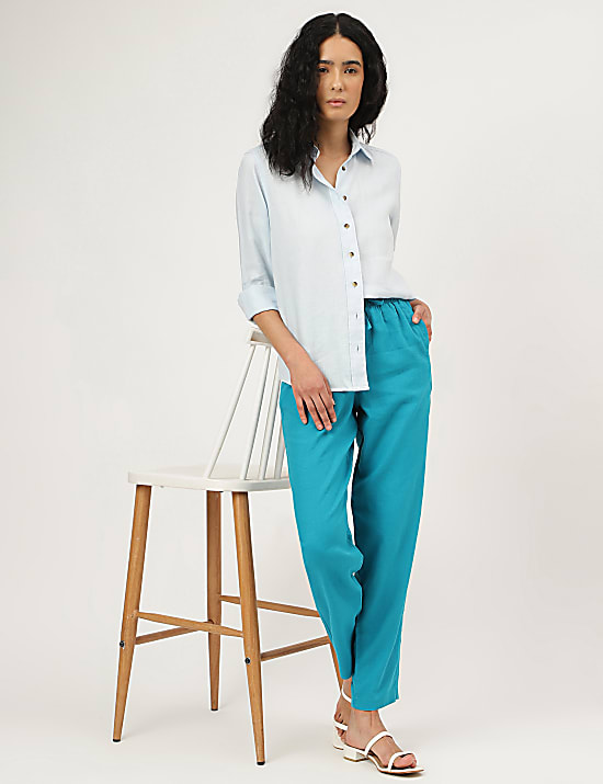 Pure Linen Spread Collar Shirt