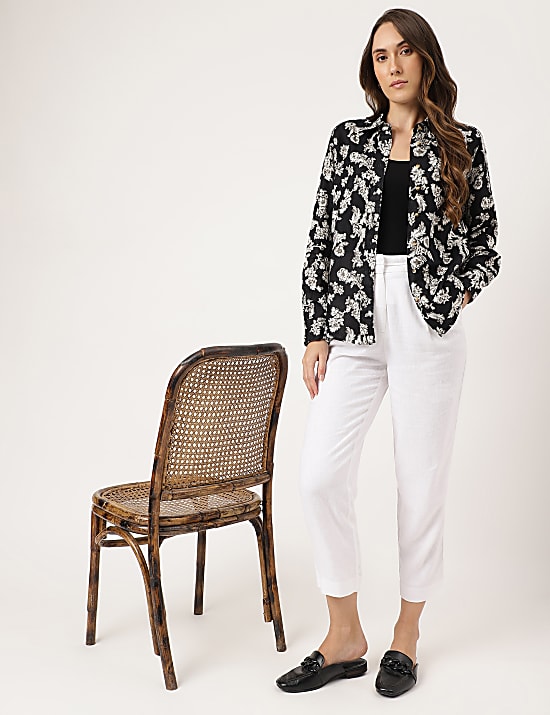 Linen Floral Printed Regular Fit Shirt