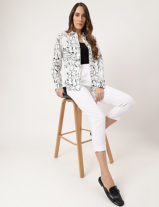 Linen Floral Printed Regular Fit Shirt