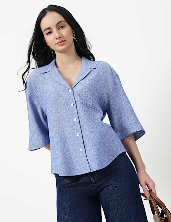 LINEN RICH RELAXED SHORT SLEEVE SHIRT
