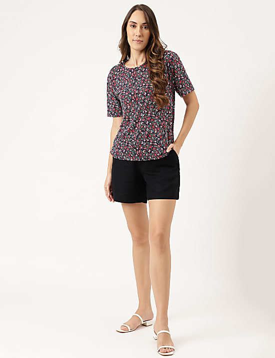 Button Front High Waist Shorts