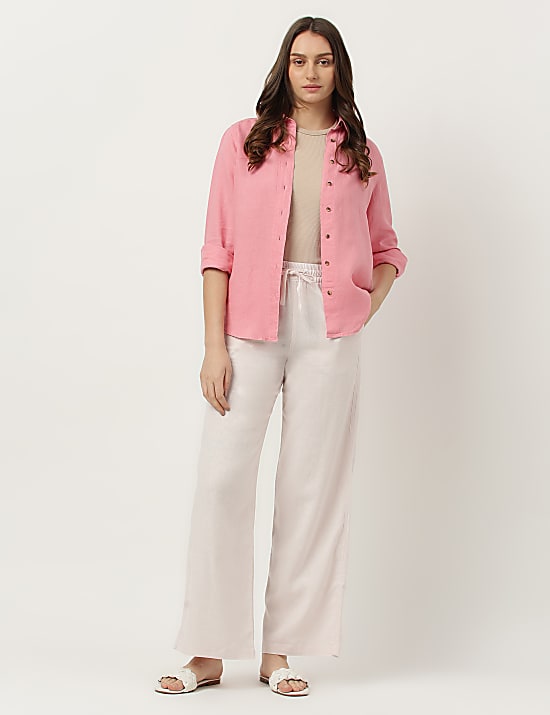 Linen Rich Wide Leg Trousers