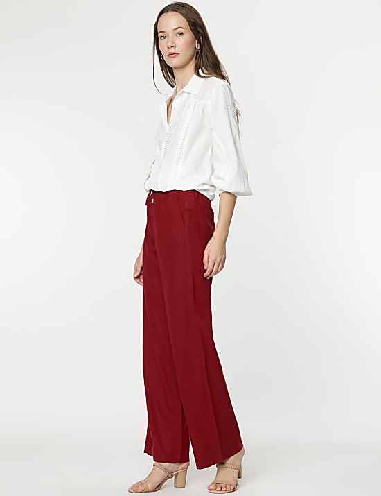 Linen Rich Wide Leg Trousers