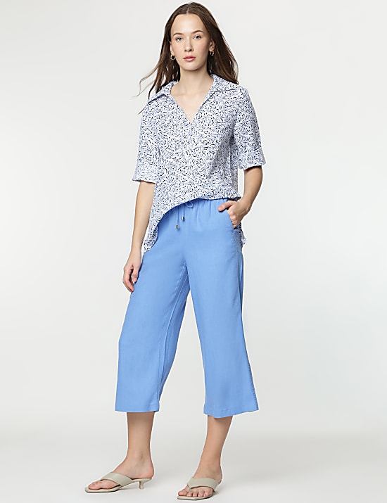 Linen Rich Wide Leg Trousers