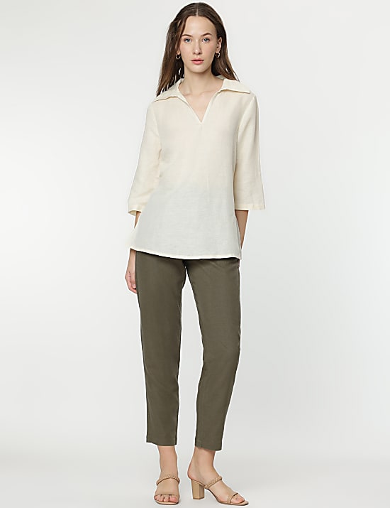 Linen Rich Straight Leg Trousers