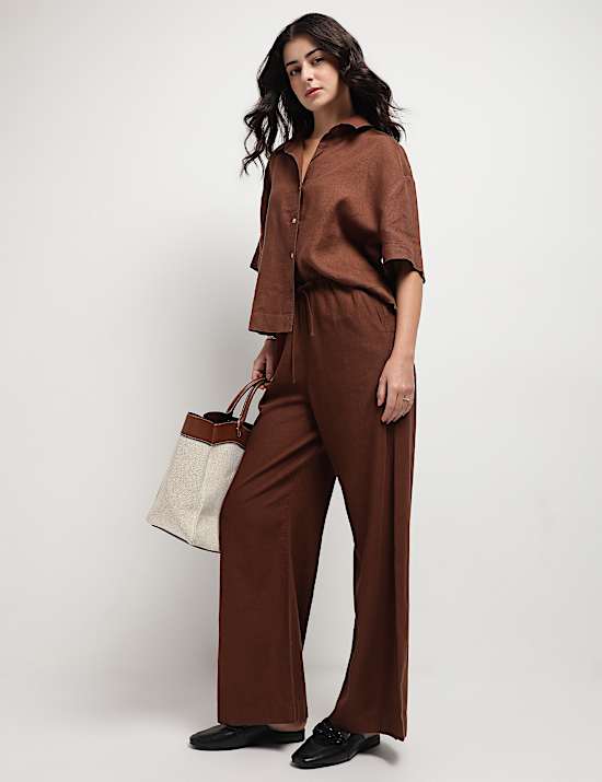 Linen Rich High Rise Trousers