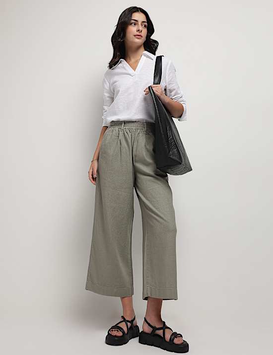 Flax Mix Plain Regular Fit Trousers