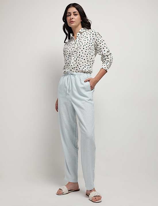 Linen Rich Tapered Trousers
