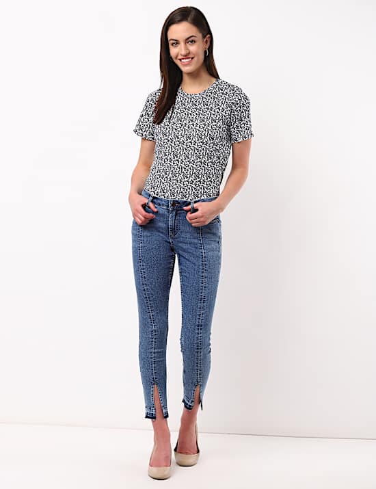 Front Slit Denim w/Stretch