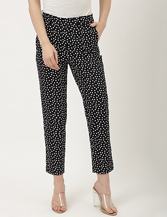 Cotton Mix Polka Dot Slim Fit Trouser