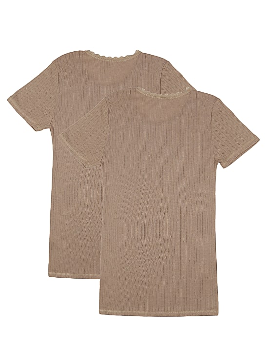 2pk Thermal Short Sleeve Pointelle Tops