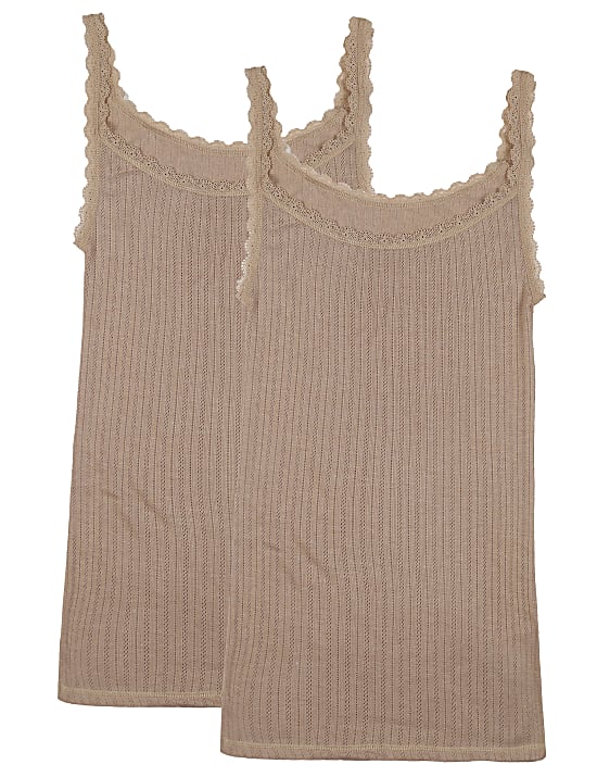 2 Pack Viscose Mix Self Design Shoulder Strap Thermal Camisole