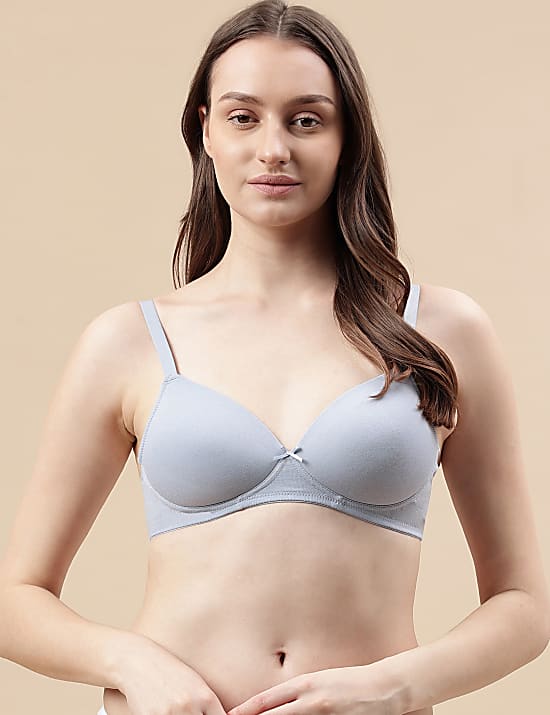 Cotton Mix Padded Demi Cup Bra