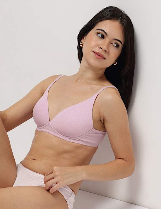 Cotton Mix Padded Demi Cup Bra